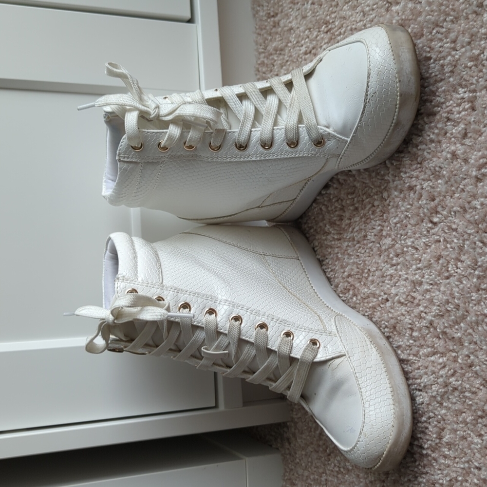 White sneaker wedges